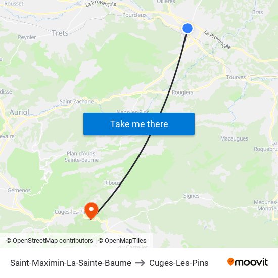 Saint-Maximin-La-Sainte-Baume to Cuges-Les-Pins map