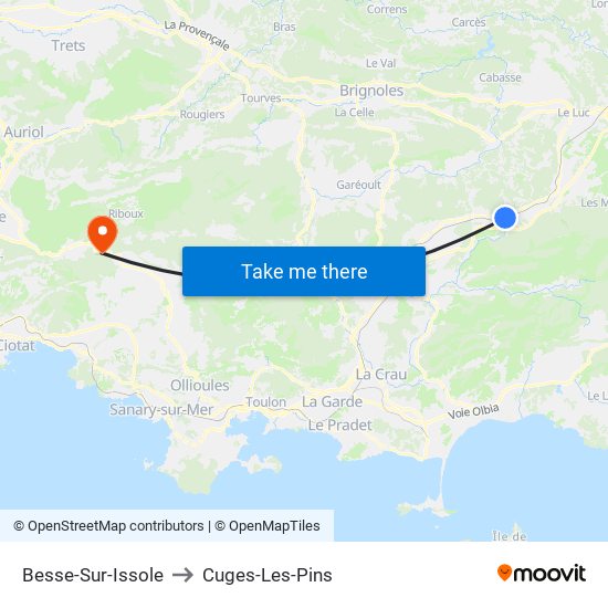 Besse-Sur-Issole to Cuges-Les-Pins map