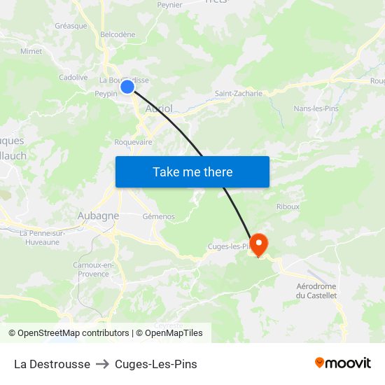 La Destrousse to Cuges-Les-Pins map