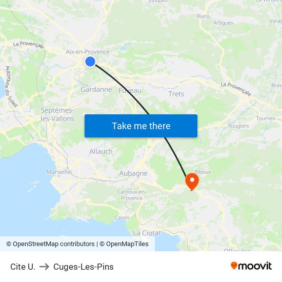 Cite  U. to Cuges-Les-Pins map