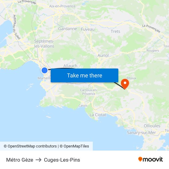 Métro Gèze to Cuges-Les-Pins map