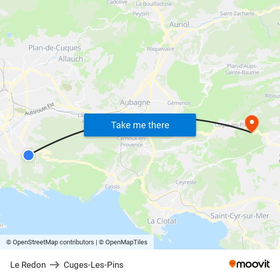 Le Redon to Cuges-Les-Pins map
