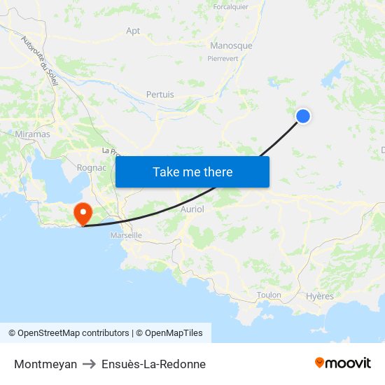 Montmeyan to Ensuès-La-Redonne map