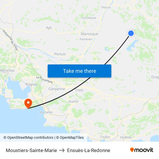 Moustiers-Sainte-Marie to Ensuès-La-Redonne map