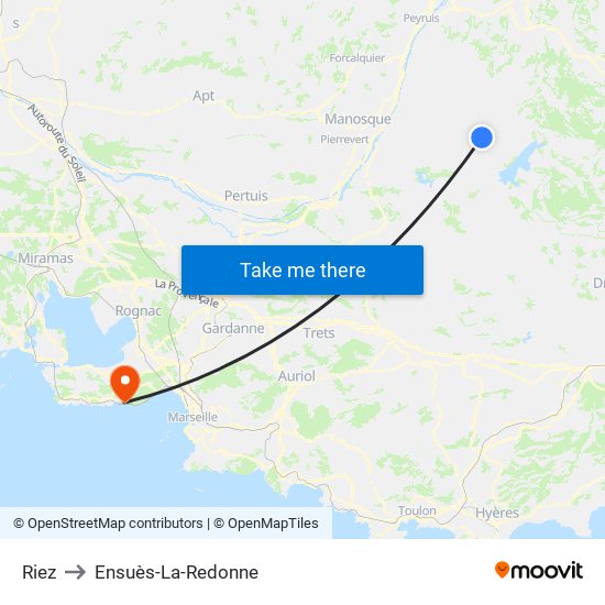 Riez to Ensuès-La-Redonne map