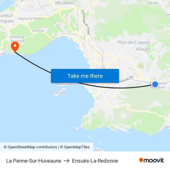 La Penne-Sur-Huveaune to Ensuès-La-Redonne map