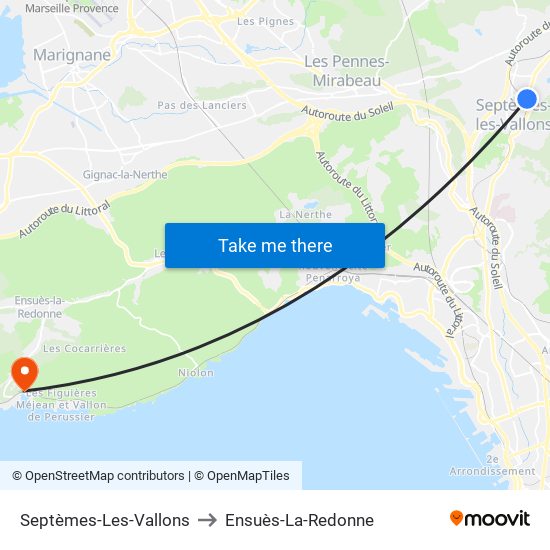 Septèmes-Les-Vallons to Ensuès-La-Redonne map