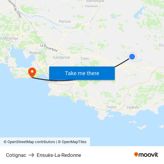 Cotignac to Ensuès-La-Redonne map