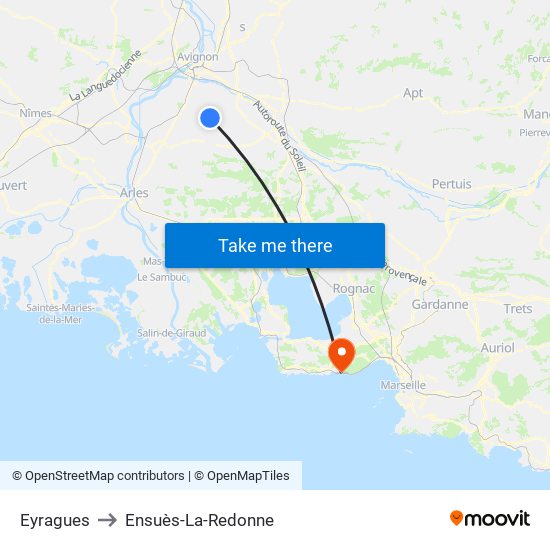 Eyragues to Ensuès-La-Redonne map