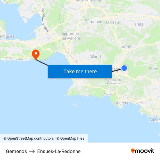 Gémenos to Ensuès-La-Redonne map