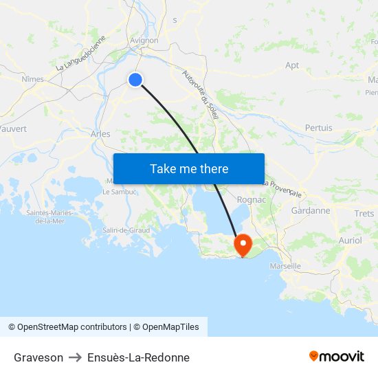 Graveson to Ensuès-La-Redonne map