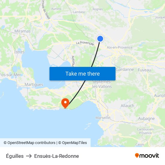 Éguilles to Ensuès-La-Redonne map