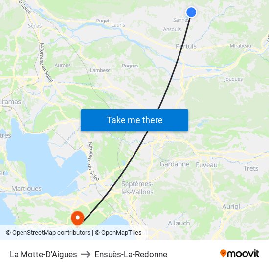 La Motte-D'Aigues to Ensuès-La-Redonne map