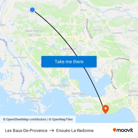 Les Baux-De-Provence to Ensuès-La-Redonne map