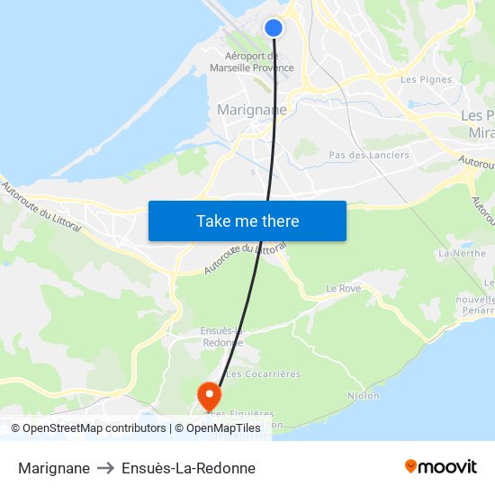 Marignane to Ensuès-La-Redonne map