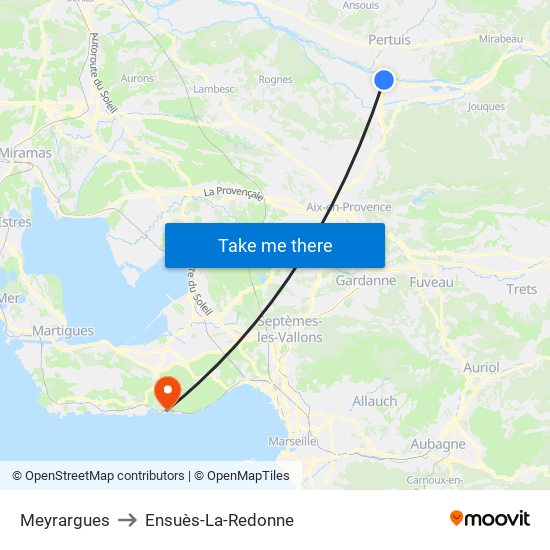 Meyrargues to Ensuès-La-Redonne map