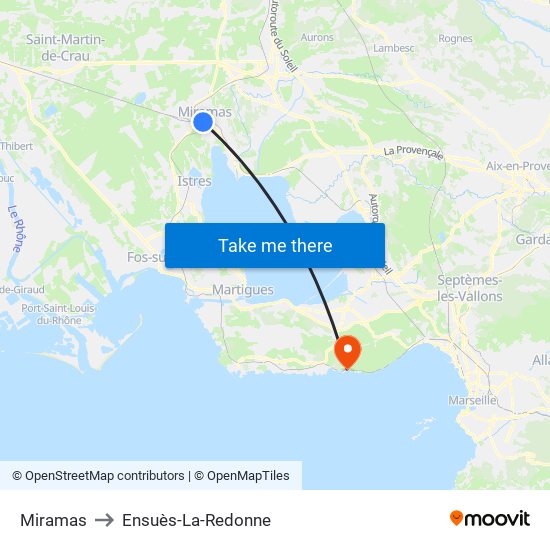 Miramas to Ensuès-La-Redonne map