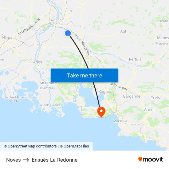 Noves to Ensuès-La-Redonne map