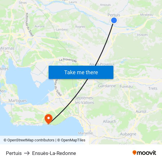 Pertuis to Ensuès-La-Redonne map