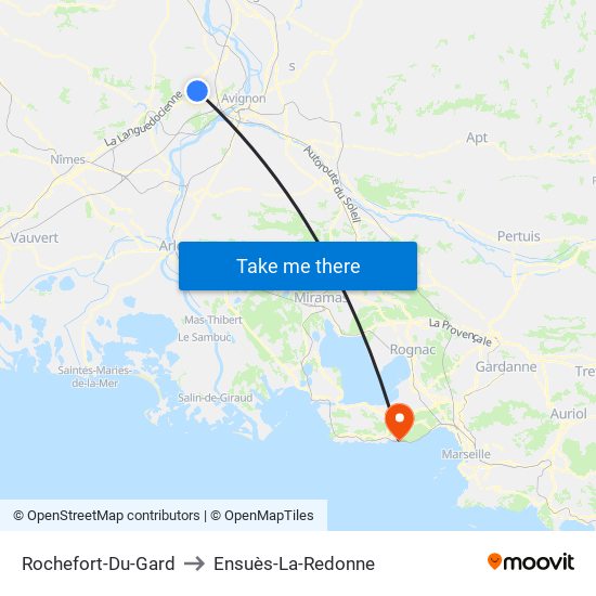 Rochefort-Du-Gard to Ensuès-La-Redonne map