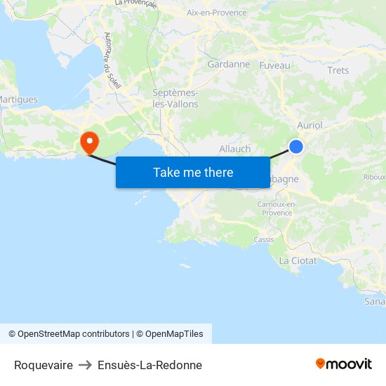 Roquevaire to Ensuès-La-Redonne map