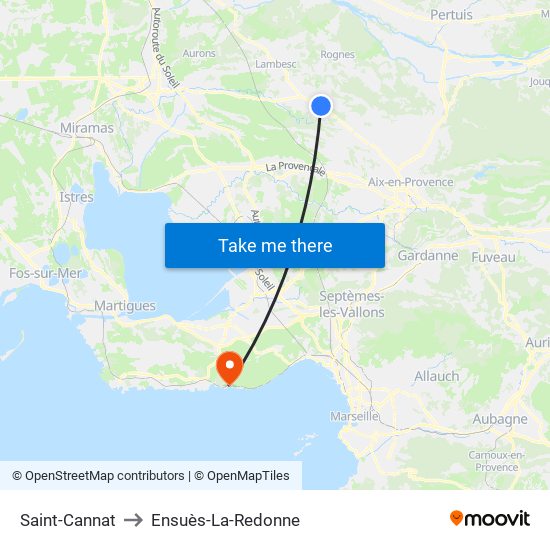 Saint-Cannat to Ensuès-La-Redonne map