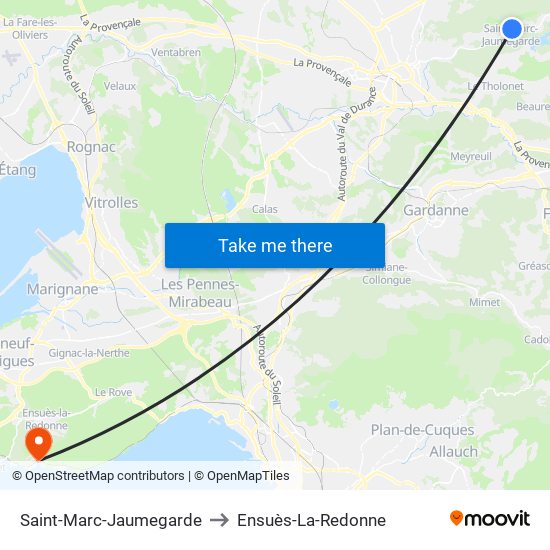 Saint-Marc-Jaumegarde to Ensuès-La-Redonne map