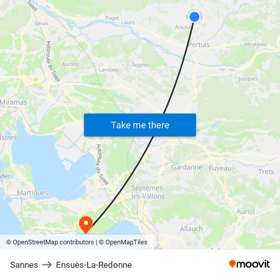 Sannes to Ensuès-La-Redonne map