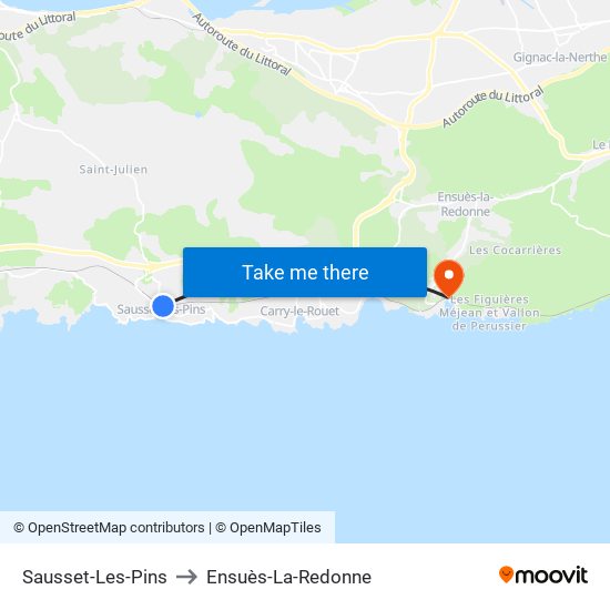 Sausset-Les-Pins to Ensuès-La-Redonne map