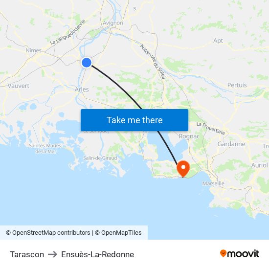 Tarascon to Ensuès-La-Redonne map