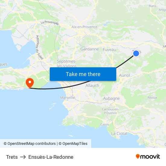 Trets to Ensuès-La-Redonne map