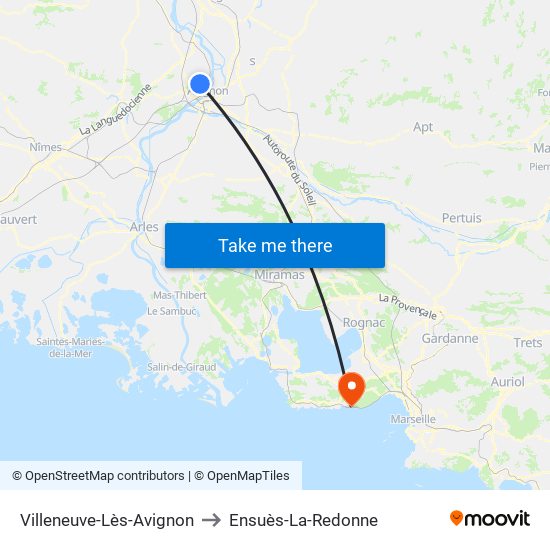 Villeneuve-Lès-Avignon to Ensuès-La-Redonne map