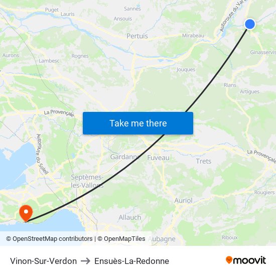 Vinon-Sur-Verdon to Ensuès-La-Redonne map