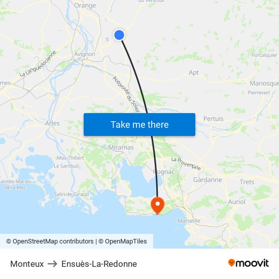 Monteux to Ensuès-La-Redonne map