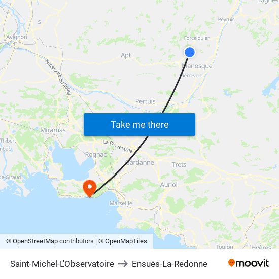 Saint-Michel-L'Observatoire to Ensuès-La-Redonne map