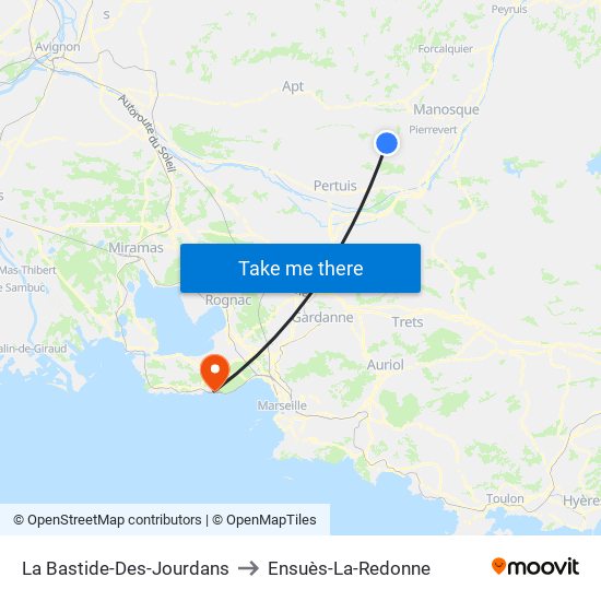La Bastide-Des-Jourdans to Ensuès-La-Redonne map