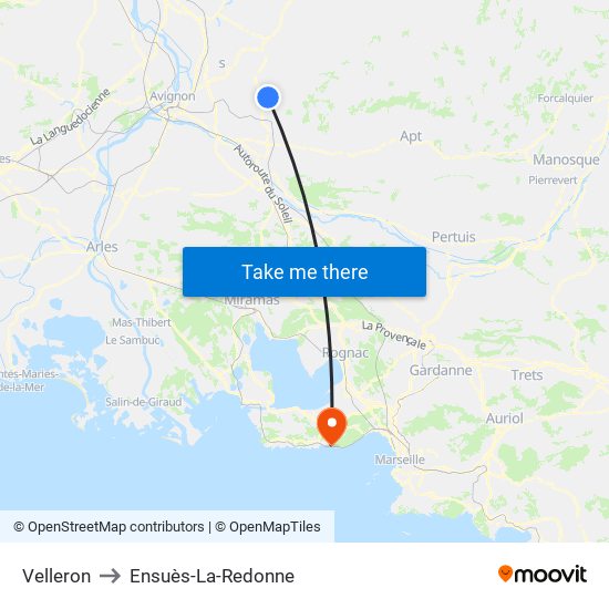 Velleron to Ensuès-La-Redonne map