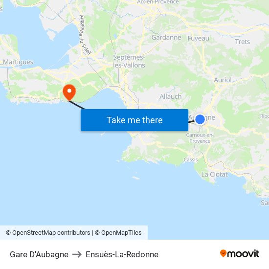 Gare D'Aubagne to Ensuès-La-Redonne map