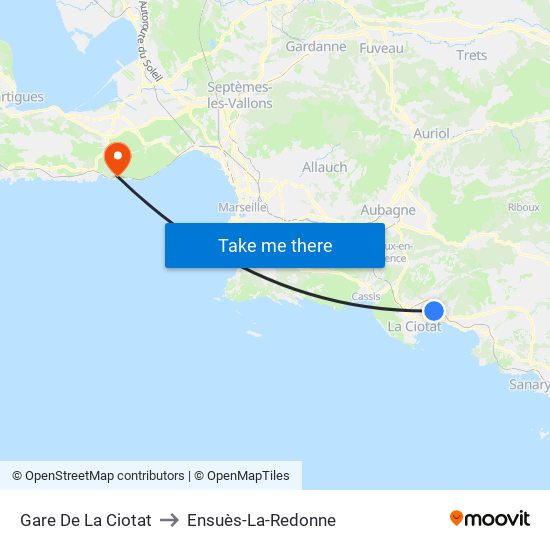 Gare De La Ciotat to Ensuès-La-Redonne map