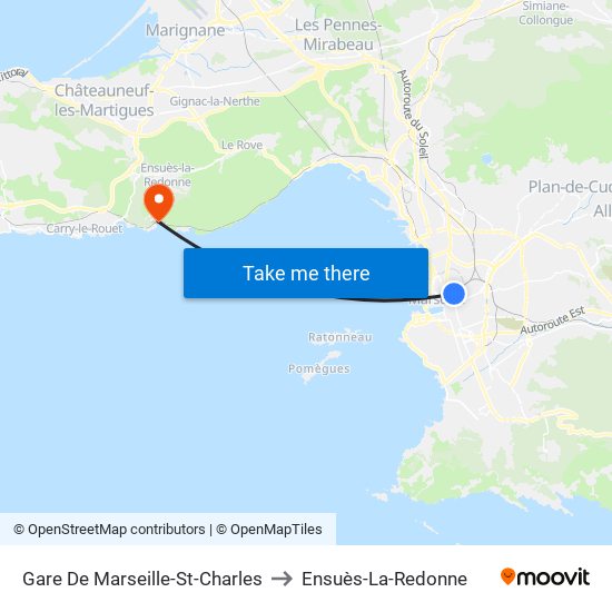 Gare De Marseille-St-Charles to Ensuès-La-Redonne map