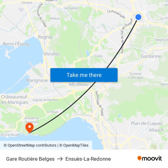 Gare Routière Belges to Ensuès-La-Redonne map