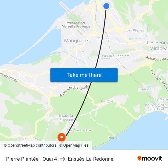 Pierre Plantée - Quai 4 to Ensuès-La-Redonne map