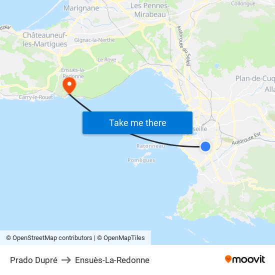 Prado Dupré to Ensuès-La-Redonne map