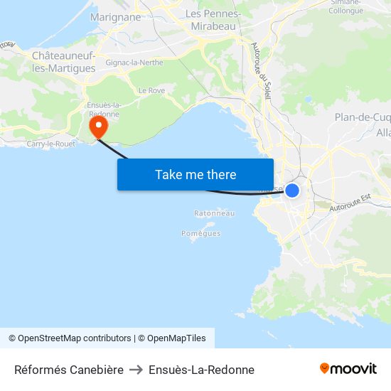 Réformés Canebière to Ensuès-La-Redonne map