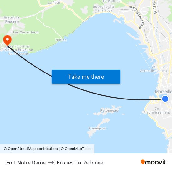 Fort Notre Dame to Ensuès-La-Redonne map