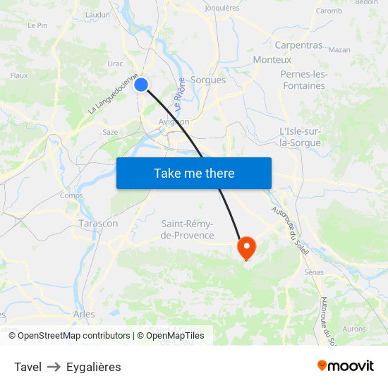 Tavel to Eygalières map