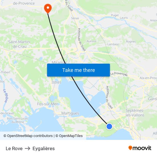 Le Rove to Eygalières map