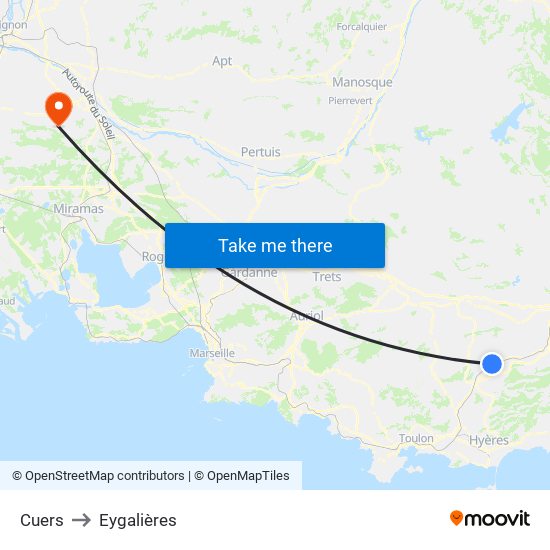 Cuers to Eygalières map