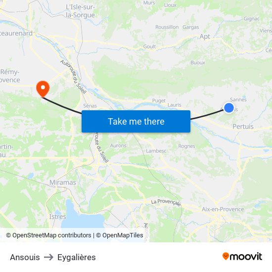 Ansouis to Eygalières map