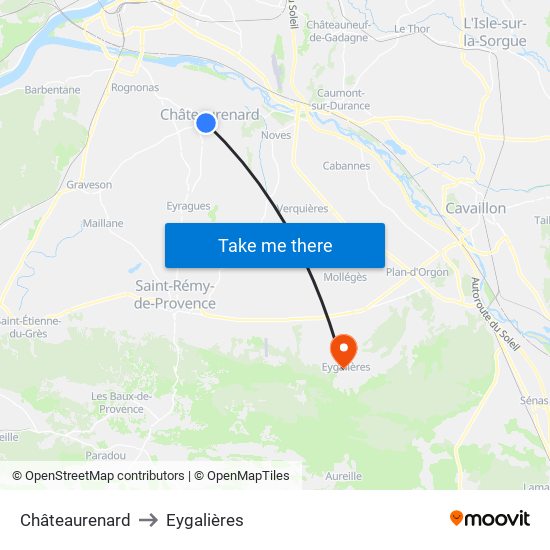 Châteaurenard to Eygalières map